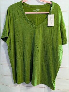 ❤️ 🆕 Universal Thread Green V-Neck Short Sleeve Tee Size 2X